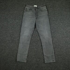 AGOLDE Jeans Womens 25 Black Denim Riley High Rise Straight Crop‎ Button Fly